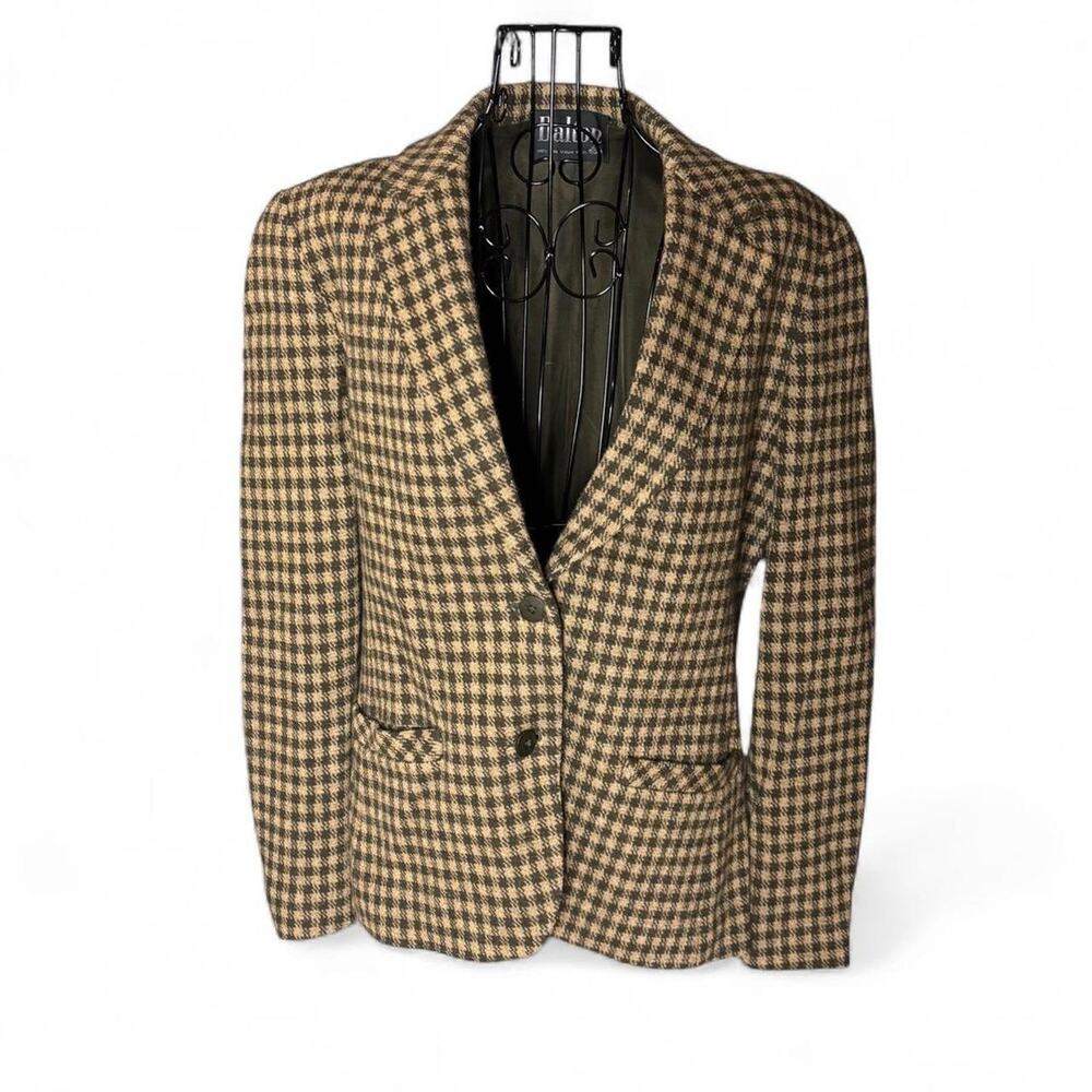 Vintage Dalton 100% Pure Virgin Wool Houndstooth Tweed Blazer Jacket Medium